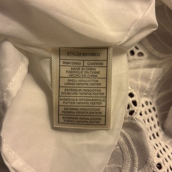 Steve Madden Sierra Dress in White 100% Cotton Eyelet Flutter Sleeves Size 6 NEW - Picture 6 of 6